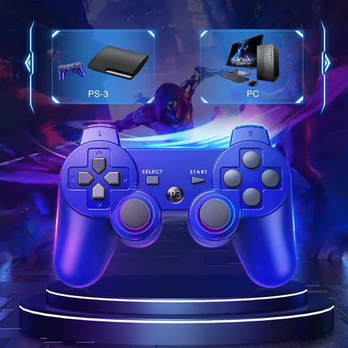 Vista 2 de Powerextra Wireless Controller Compatible with Play-Station 3, with High Performance Upgraded Joystick Rechargeable Battery Double Shock for PS-3
