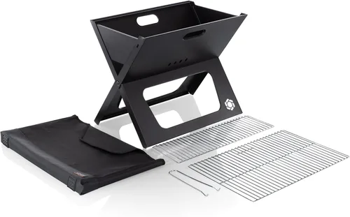 Vista 5 de PICNIC TIME X-Grill 2.0 - Parrilla portátil, barbacoa de carbón para campamento (negro)