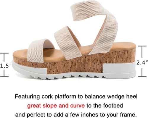 Vista 4 de Sandalias de plataforma y correa elástica de corcho Athlefit para mujer