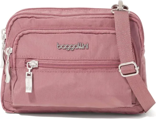 Vista 8 de Baggallini Bolsa cruzada pequeña con triple cremallera para mujer, 8 x 6 pulgadas, ligera, convertible