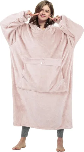 Vista 12 de Catalonia - Sudadera gigante tipo manta con capucha, sudadera con forro polar y bolsillo frontal grande, para adultos, hombres, mujeres