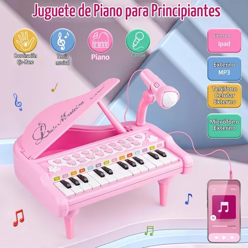 Vista 2 de Amy&Benton - Piano de juguete para bebés niña o niños pequeños, regalo de cumpleaños para niños de 1, 2, 3 o 4 años, rosa