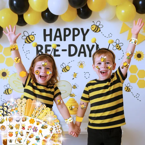 Vista 4 de 72 piezas de decoraciones de fiesta de abeja, tatuajes temporales