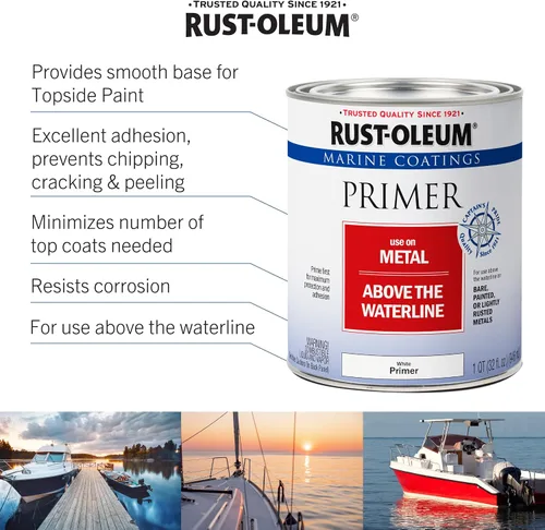 Vista 2 de Rust-Oleum 396963 Imprimación de metal marino, cuarto de galón, blanco