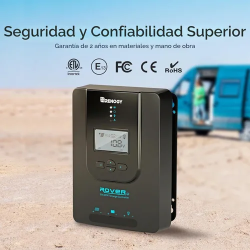 Vista 7 de Renogy Rover 30A 12V/24V Auto DC Entrada MPPT Controlador de Carga Solar, Parámetro Ajustable, Pantalla LCD, Regulador de Panel Solar Apto