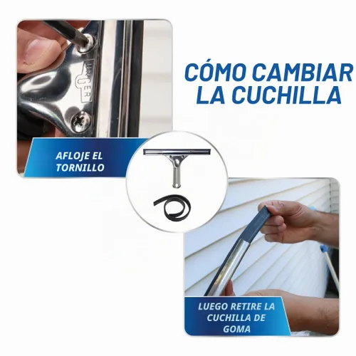 Vista 8 de Unger Escobilla profesional de limpieza de ventanas y vidrio de acero inoxidable de 8 pulgadas, suministros de limpieza, escobilla resistente