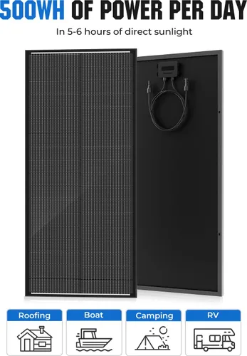 Vista 3 de Panel Solar de 18BB 100 Vatios, Panel Solar N-Type de 12V 100W, Módulos PV Monocristalinos de Alta Eficiencia del 25% para RV, Marino, Techo