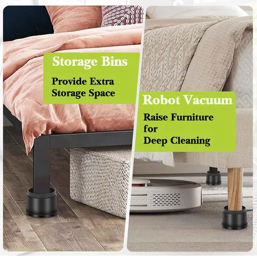 Vista 5 de Paquete de 12 elevadores de muebles de 1 pulgada, elevadores de cama ajustables resistentes para mesa, escritorio, sofá, silla, gabinete, marco