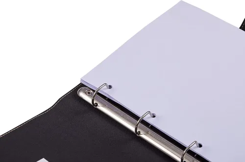 Vista 5 de It's Academic Mini Carpeta ejecutiva de cuero tipo portafolio, anilladora de 1 pulgada y capacidad para 250 hojas, bloc de notas, y documentos de 14