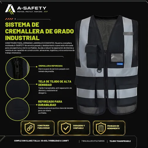 Vista 7 de XS Chaleco de seguridad negro para mujer XS