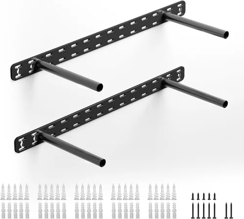 Vista 12 de 2 soportes flotantes de metal ocultos resistentes para estantes, estantes invisibles sin plantilla (16 x 6 x 1.5 pulgadas sin herramientas)