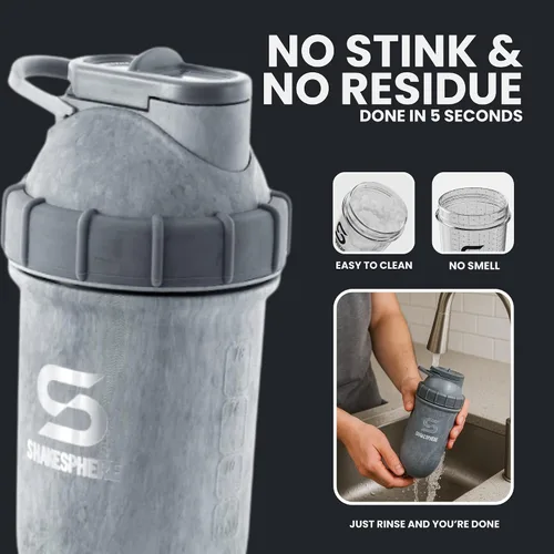 Vista 5 de SHAKESPHERE Botella agitadora de acero inoxidable - Botella agitadora de proteína aislada de 24 oz para bebidas frías y calientes - Ideal