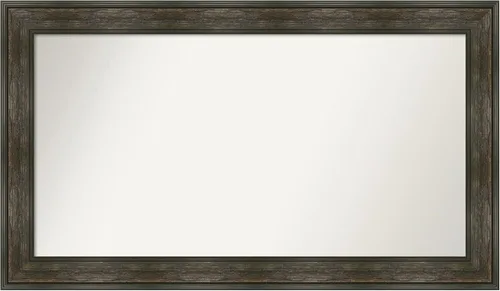 Vista 32 de Amanti Art Espejo de baño marrón para sobre fregadero, 26 x 26 pulgadas, espejo de tocador cuadrado marrón rústico Alexandria, marco de madera