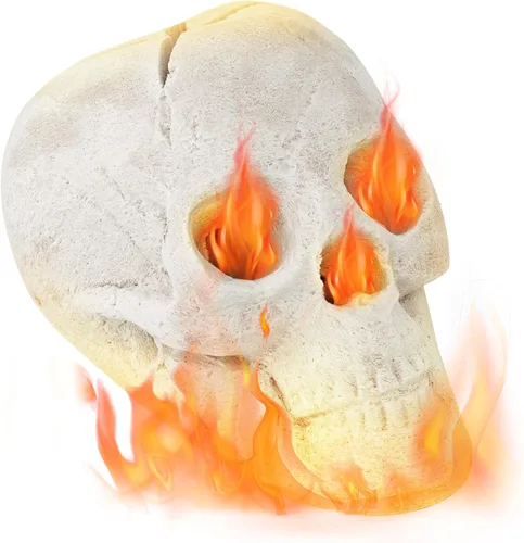 Vista 10 de Tangkula Calavera de cerámica para Halloween, calaveras humanas a prueba de fuego, reutilizables, con forma de calavera, decoración de Halloween