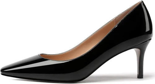 Vista 2 de MERRORI Zapatos de tacón medio con punta cuadrada y charol para mujer, de 2.5 pulgadas