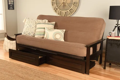 Vista 11 de Kodiak Futons Monterey - Marco de futón con cajones, incluido, color nuez Solo marco