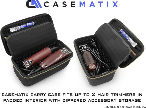 Vista 2 de CASEMATIX Estuche de peluquería para cortapelos, timbres para el cabello, recortadoras, delineador de acabado en T, estuche de viaje