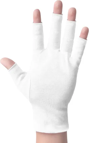 Vista 6 de ANSMIO 2 pares de guantes de algodón para pantalla táctil, guantes blancos para manos secas, guantes de algodón para dormir, guantes de noche