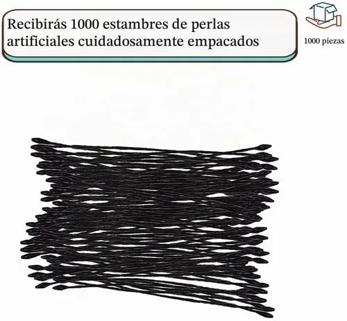 Vista 5 de HAHIYO 1000 piezas de 0.039 in negro perla doble cabeza flor Pistilo para hacer flores, decoración de álbumes de recortes, mini hecho a mano