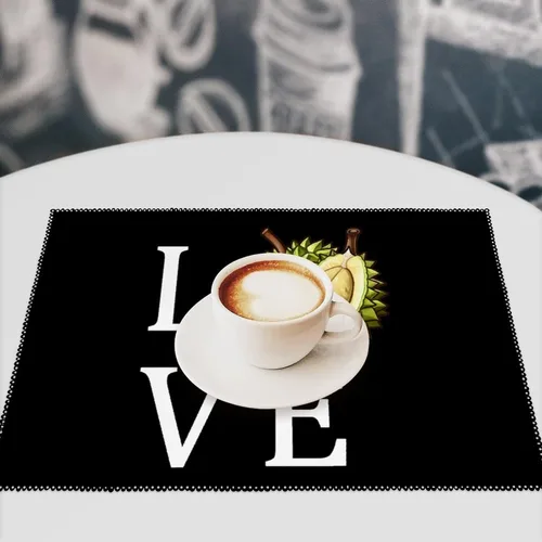Vista 7 de I Love Durian Placemats Set of 6 Resistant Table Mats Washable Place Mats for Dinner Party Table Decoration