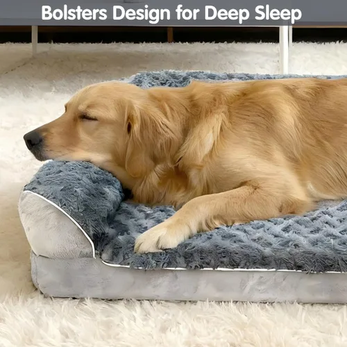 Vista 8 de Cama ortopédica para perros con almohadas, sofá cama grande de espuma viscoelástica para perros medianos y grandes, funda lavable impermeable, parte