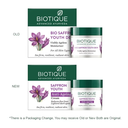 Vista 10 de Biotique Saffron Dew 1.76 oz- Crema facial y corporal Ageless