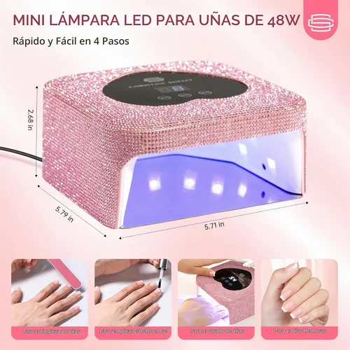 Vista 3 de Luz UV para uñas de gel, 48 W, mini lámpara de uñas UV enchufable