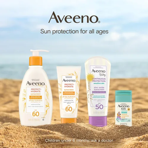Vista 7 de Aveeno Baby - Protector solar de óxido de zinc SPF 50 para bebés con piel sensible, protección solar de amplio espectro, sin desgarros, resistente