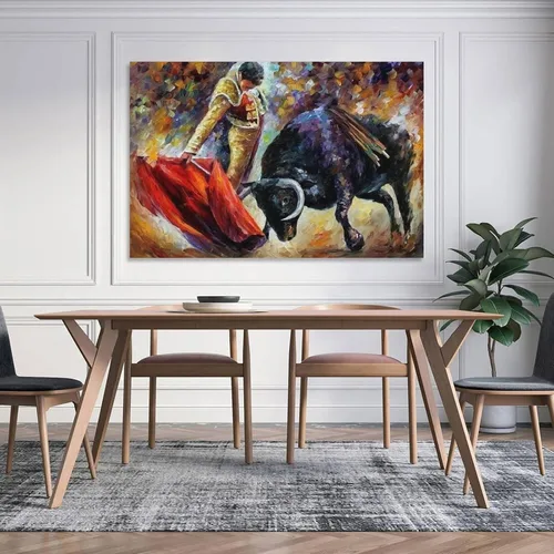 Vista 5 de Pintura artística de pared taurina española, decoración del hogar, pintura al óleo sobre lienzo, póster y arte de pared, impresión moderna