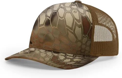 Vista 26 de Richardson 112 - Gorra de camionero de 5 paneles de alta calidad, ajustable, gorra Richardson en blanco estructurada Bark Duck Camo / Marrón