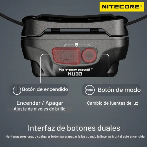 Vista 7 de Nitecore NU33 700 Lumen Aluminio Faro Triple Fuentes de Luz USB-C Recargable Faro Etiqueta