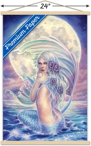 Vista 3 de Trends International Selina Fenech - Póster de pared de sirena de luna, 22.37 x 34.00 pulgadas, paquete de impresión prémium y colgador de madera