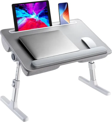 Vista 9 de HUANUO Escritorio para Cama y Computadora Portátil, Bandeja para Computadora Portátil para Cama, Sofá, Escritorio de Regazo para Trabajar, Comer