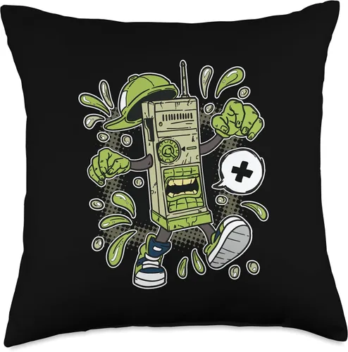 Vista 4 de Diseño caricaturesco de WalkieTalkie para niños en almohada de tiro de estilo cómico
