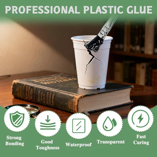 Vista 2 de Pegamento de plástico, adhesivo de plástico de 4.1 fl oz con cepillo, pegamento transparente súper fuerte para PP, ABS, PVC, acrílico, miniaturas