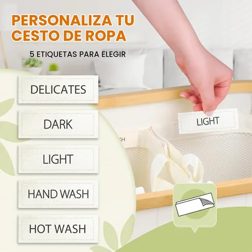 Vista 4 de Cesta de lavandería con tapa, cesta para ropa sucia de 160L, cesta de lavandería de 3 secciones, clasificador extra grande de 3 compartimentos