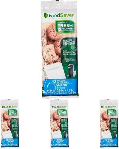 Vista 7 de 18 bolsas de cremallera al vacío de cuarto de galón con una construcción única de varias capas FoodSaver, Galón, 12 unidades, Multicolor