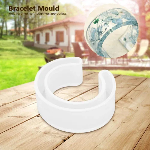 Vista 4 de Pulsera de silicona con fuente C, pulsera abierta de bricolaje, fundición de resina para fabricación de joyas