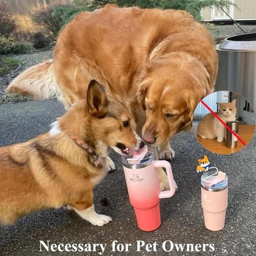 Vista 5 de Tapas de corgi para pajitas de Stanley Cup - Paquete de 4 Accesorios reutilizables de silicona para tazas Stanley Cup, tapas para pajitas