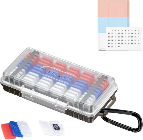 Vista 10 de Funda para tarjetas SD de 36 ranuras con 36 fundas individuales de plástico transparente para 36 tarjetas SD SDXC SDHC, resistente al agua