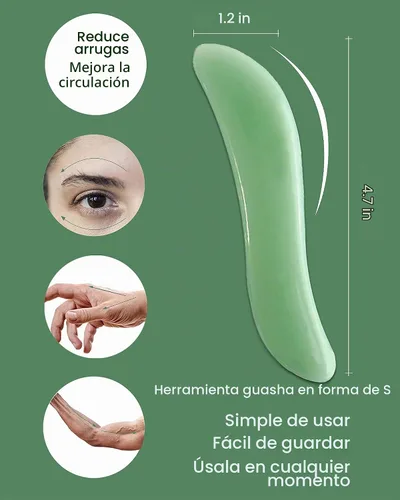 Vista 3 de MoHern 4 herramientas de masaje Gua Sha para cara y cuerpo, verde claro