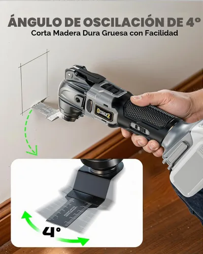 Vista 5 de Herramienta Oscilante Inalámbrica para Batería Dewalt de 20V, Herramienta de Motor sin Escobillas de 6 Velocidades Variables, Kit de Múltiples