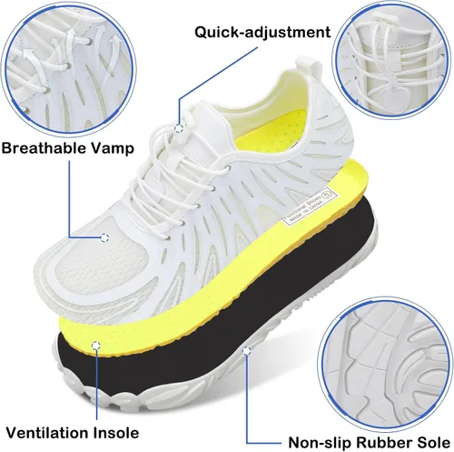 Vista 4 de Scurtain Unisex Mens Womens Athletic Hiking Water Shoes Quick Dry Barefoot Aqua Shoes Swim Shoes Beach Shoes with Drainage