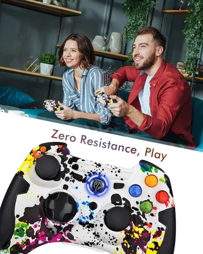 Vista 7 de EasySMX Controlador inalámbrico 2.4G para PS3, gamepads de PC con rango de botón de disparo de vibración de hasta 32.8ft, compatible con Windows PC