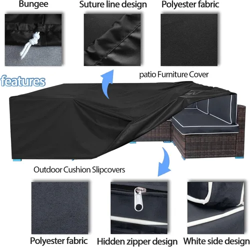 Vista 6 de 14 fundas de cojín para exteriores con funda impermeable para muebles, fundas de cojín de patio con cremallera, fundas de sofá para sofá modular