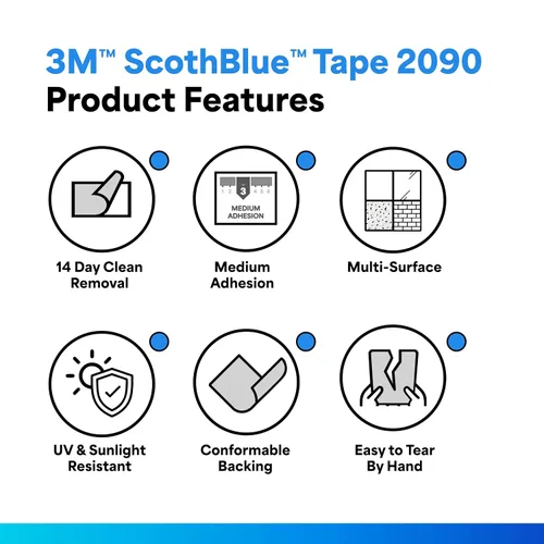 Vista 2 de Cinta adhesiva larga de 3M, 2090, Azul, 1