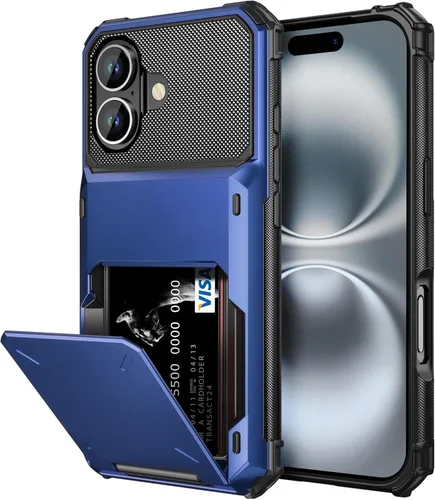 Vista 18 de Vofolen Funda para iPhone 16 con tarjetero tipo cartera negra Negro