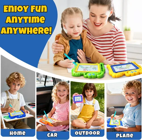 Vista 5 de Hymaz Paquete de 15 tableros de dibujo magnéticos para niños, colorida tableta de dibujo borrable para niños pequeños de 1 a 3 años, almohadilla