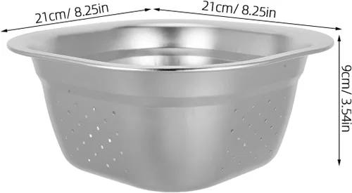 Vista 2 de VOSAREA Lavabo cuadrado de acero inoxidable, colador de metal, colador cuadrado de gran capacidad, para frutas, cocina, lavado de verduras