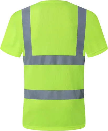 Vista 2 de JKSafety Paquete de 3 prendas de seguridad reflectantes de alta visibilidad Camiseta de trabajo diario color amarillo con tiras retro-reflectantes
